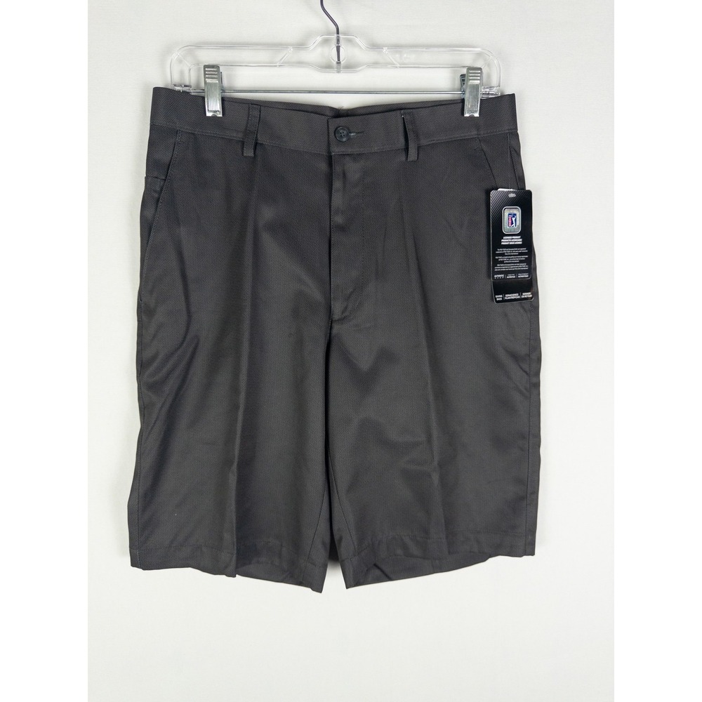 NWT PGA Tour Pro Series Golf Shorts Mens 30 Charcoal Herringbone Tour Performanc